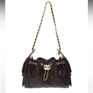 Fashion Black Mono Quilted Caviar Leather Mini 25 Shoulder Bag